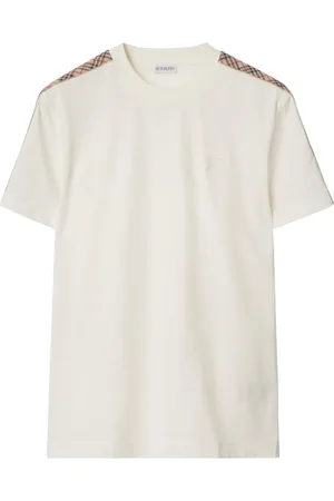 Burberry Checkered-trim cotton T-shirt