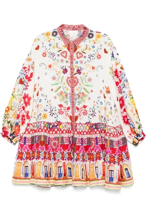 Camilla Tiered long-sleeve mini dress