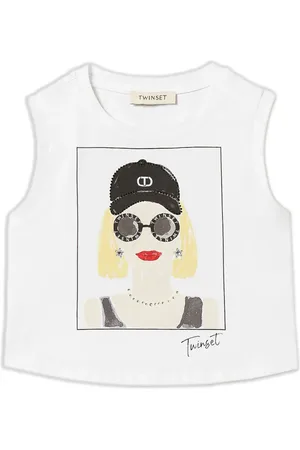 Twin-Set Rhinestone-embellished printed tank top