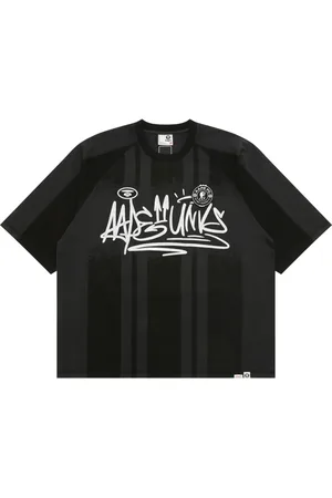 A Bathing Ape Graffiti-print striped T-shirt
