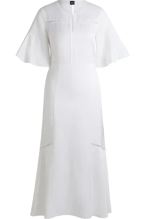HUGO BOSS Perforated-detailing flared midi dress