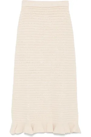 Sandro Rhinestone-embellished knit maxi skirt