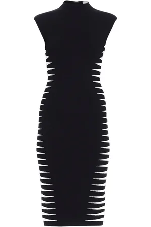 Hervé Léger Side-stripe mock-neck midi dress