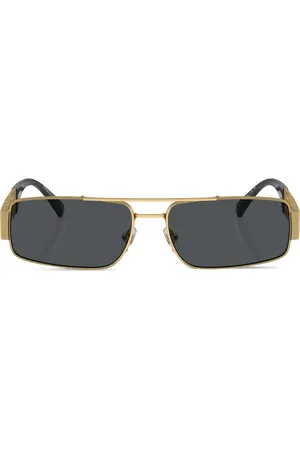 VERSACE Greca-detail rectangle-frame sunglasses
