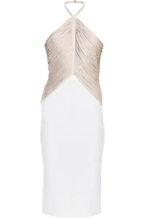Hervé Léger Halterneck fringe midi dress