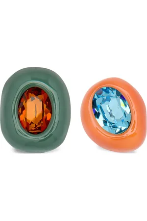 Oscar de la Renta Asymmetric Enamel clip-on earrings