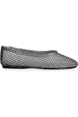 FORTE FORTE Diamanté-detailing mesh ballet flats