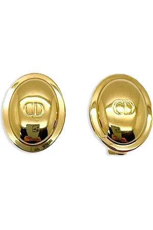 Dior 1990s CD-logo oval clip-on earrings
