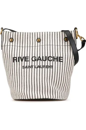 Saint Laurent 2022 Striped Canvas Rive Gauche bucket bag