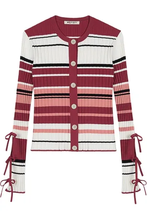 PORTS 1961 Striped bow-detailing cardigan