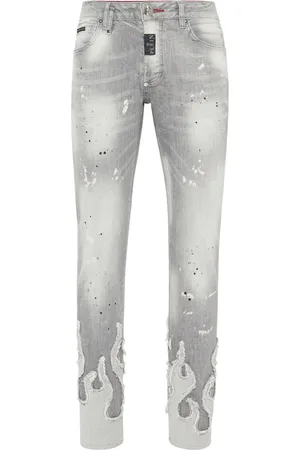 Philipp Plein Flame-appliqué straight-leg jeans