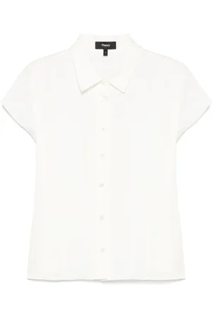 THEORY Cap-sleeves georgette shirt
