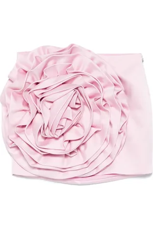 ROTATE Floral-appliqué satin mini skirt