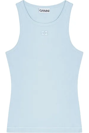 Ganni Logo-embroidered tank top