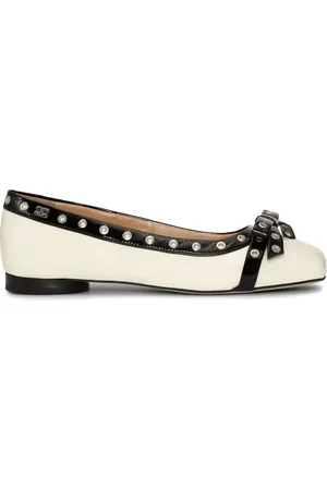 Ganni Eyelet-embellishment bow-detail ballet flats