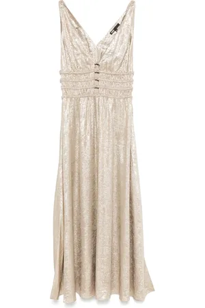 Maje Smocked-waist midi dress