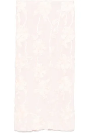 ROTATE Floral-mesh pencil skirt