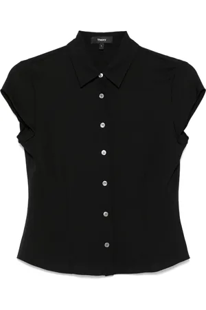 THEORY Cap-sleeves georgette shirt