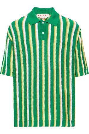 Marni Striped crochet polo shirt