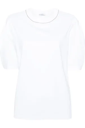 PESERICO SIGN Bead-trim stretch-cotton T-shirt