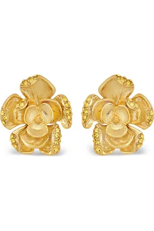 Oscar de la Renta Small Pavé Rose earrings