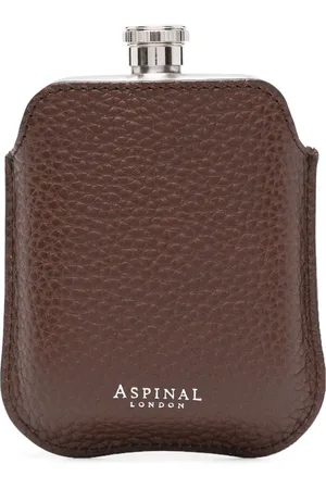 ASPINAL OF LONDON Logo-stamp leather hip flask