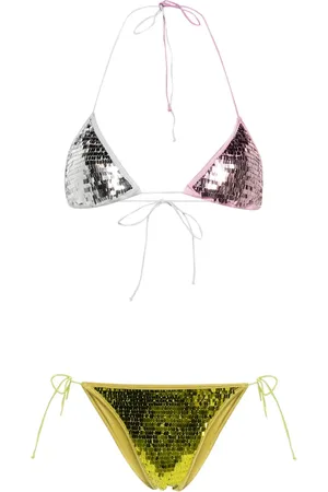 Oseree Sequinned triangle bikini