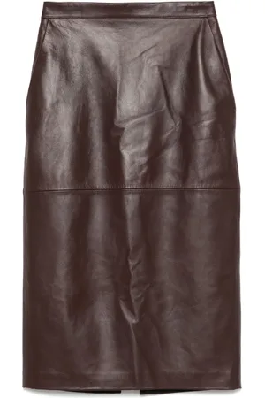 Elisabetta Franchi Leather midi skirt