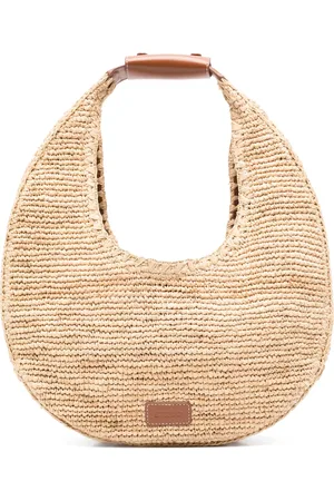Staud Large moon raffia shoulder bag