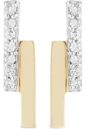 Mateo 14kt yellow diamond bar bypass stud earrings