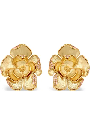 Oscar de la Renta Large Pavé Rose clip-on earrings