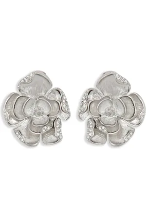 Oscar de la Renta Large Pavé Rose clip-on earrings