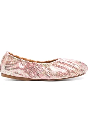 FORTE FORTE Laminated snake-print ballet flats
