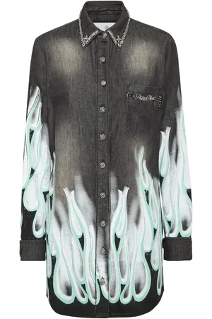 Philipp Plein Flame Racing denim shirt