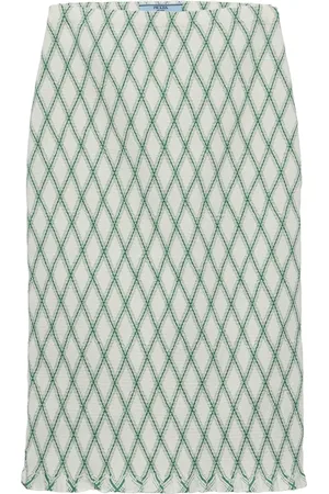 Prada Patterned cotton midi skirt