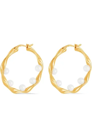 Dower and Hall Waterfall baroque pearl hoop earrings