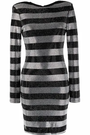 Philipp Plein Crystal-stripes fitted mini dress