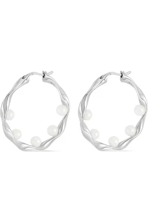 Dower and Hall Waterfall baroque pearl hoop earrings