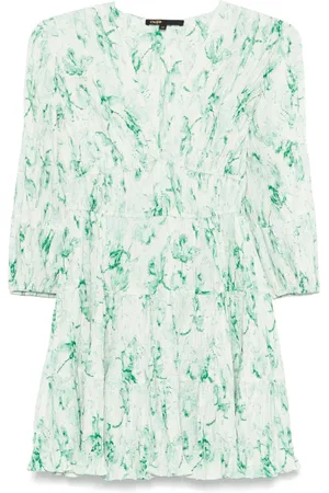 Maje Patterned pleated mini dress