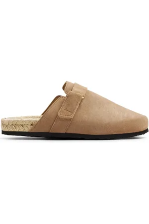 MANEBI Logo-debossed suede slippers