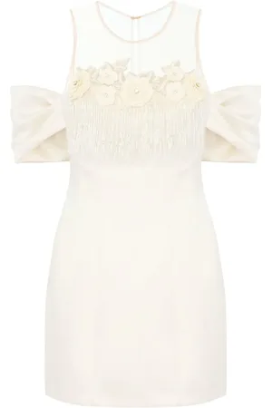 Elisabetta Franchi Floral-embroidered satin mini dress
