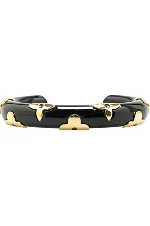 LOUIS VUITTON 2018 Gold Plated and Resin Monogram Daily Cuff Bracelet costume bracelet