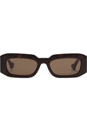 Gucci Tortoiseshell-effect rectangular-frame sunglasses