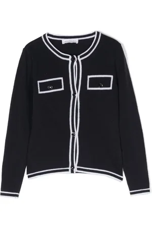 MONNALISA Contrast-trim wool cardigan