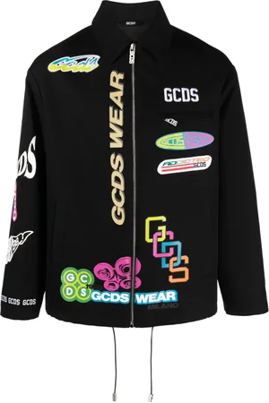GCDS Graphic-print cotton shirt jacket