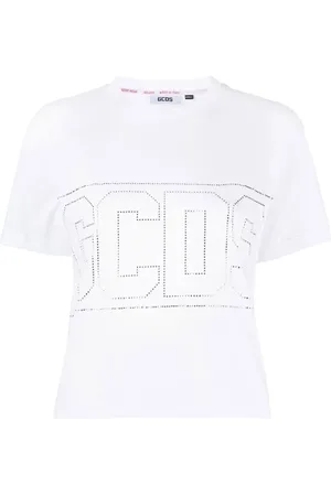 GCDS Studded-logo crop T-shirt