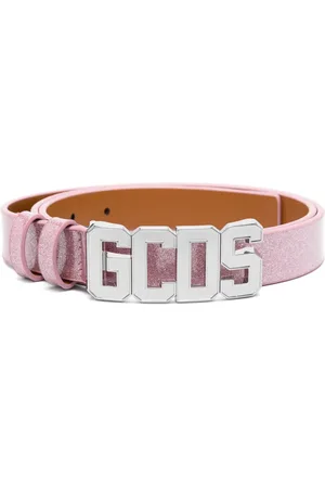 GCDS Logo-buckle glitter belt