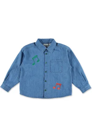 Mini Rodini Music note-embroidered shirt