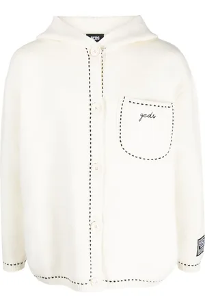 GCDS Logo-embroidered hooded jacket