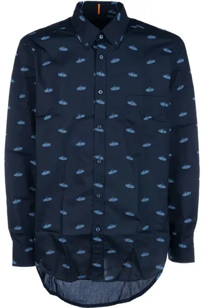 HUGO BOSS Sombrero-print cotton shirt